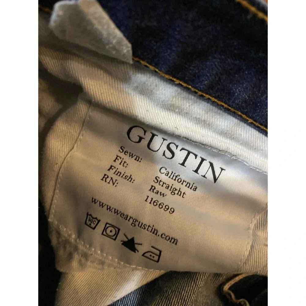 Gustin Selvedge Denim Jeans California Raw Button Fly Straight Men 35 *ReadFlaws